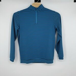 Peter Millar Wicking Men's 1/4 Zip Mens Large Blue Striped Pullover Stretch Soft